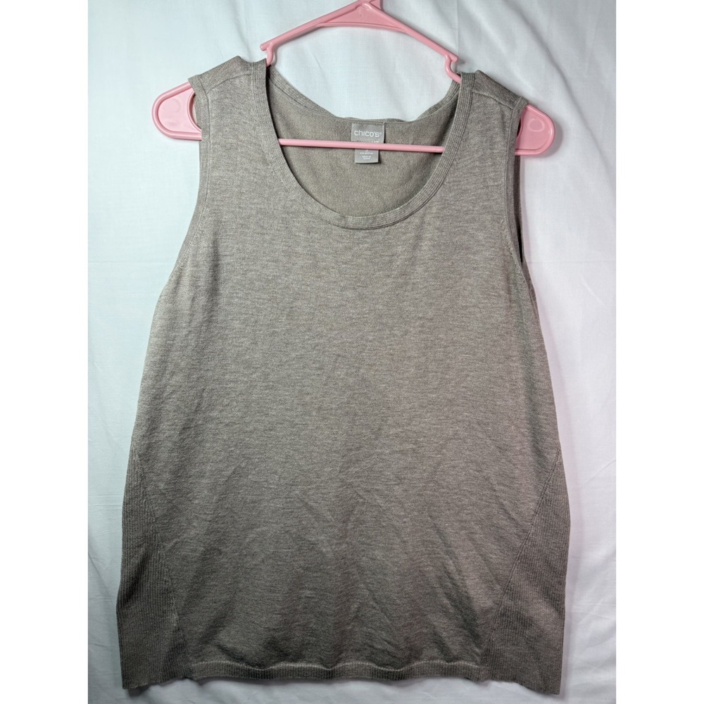 Chico's Women's Size 3 XL Easywear Knit Tank Top Tan Casual Beach Coastal - Picture 3 of 8